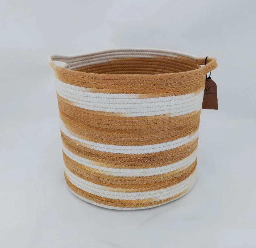 Large Woven Round Cotton Rope Storage Basket