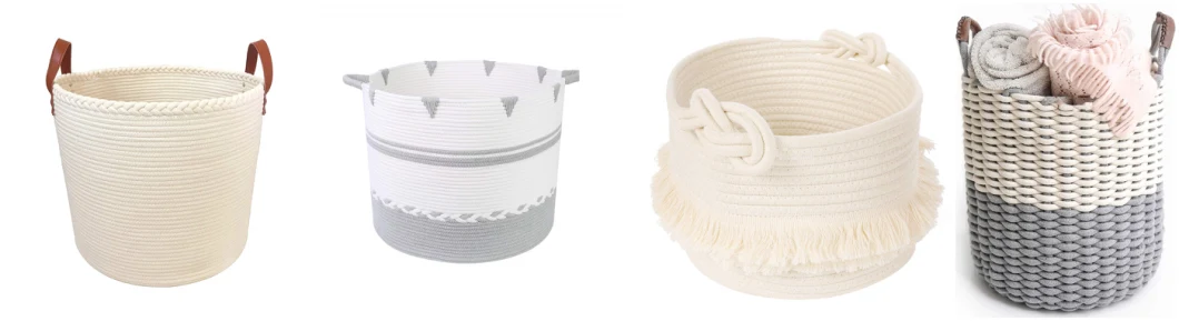 Large Woven Round Cotton Rope Storage Basket